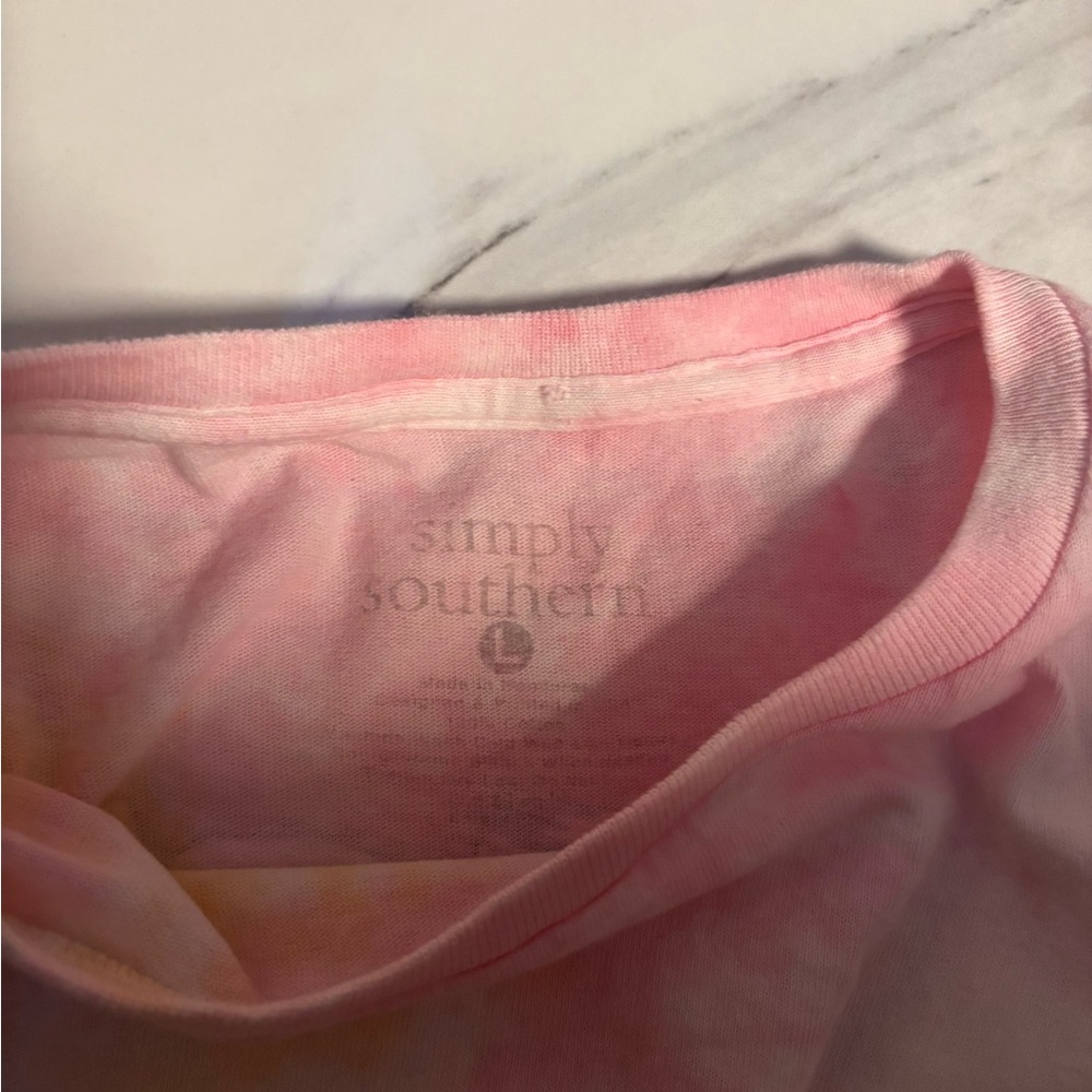 Simply Southern Short Sleeve Tie-Dye Tee - Pink and Yellow - Picture 3 of 3